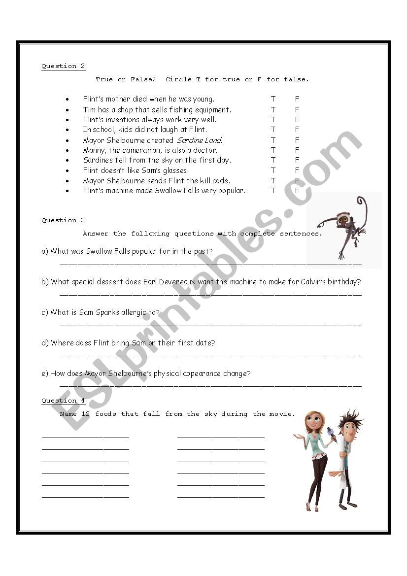 Chovendo hamburger worksheet