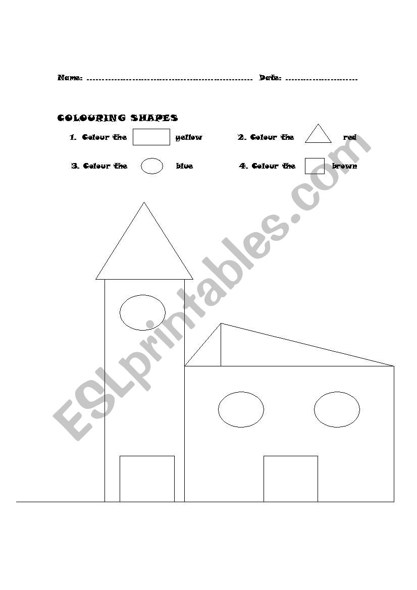 Colour the shapes worksheet