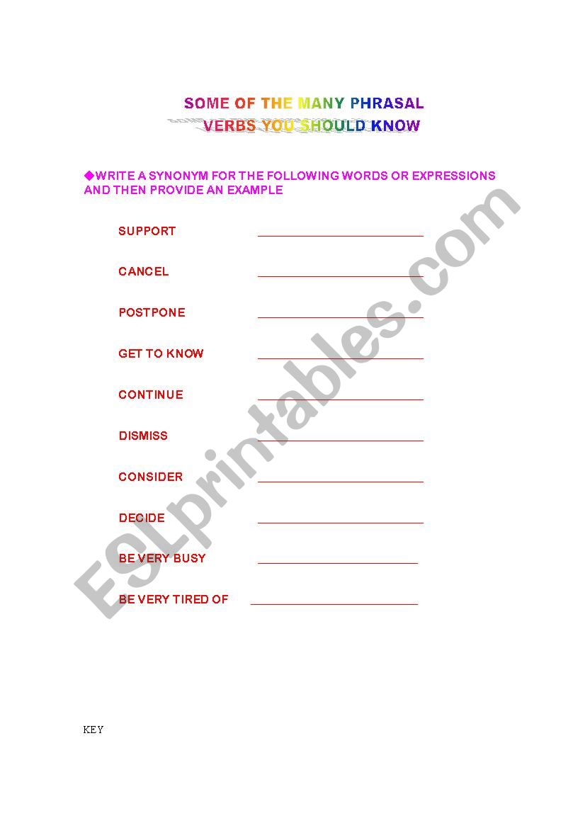 Phrasal Verbs worksheet
