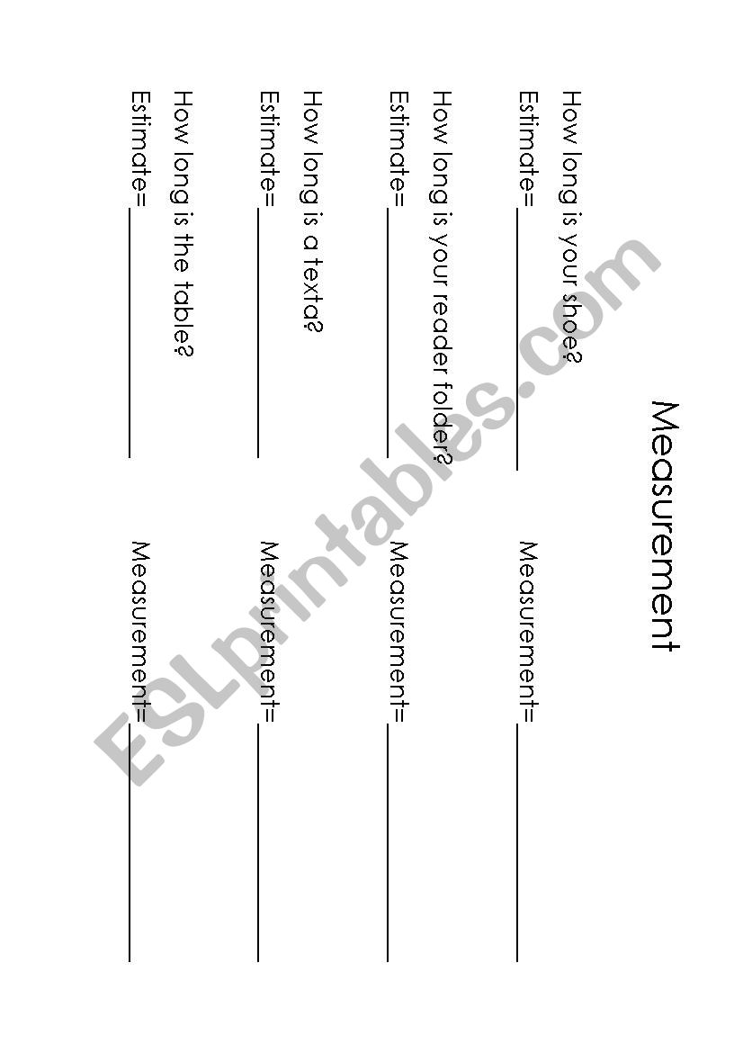 Classroom Measurement worksheet