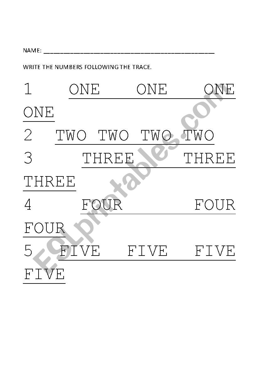 Trace the numbers worksheet