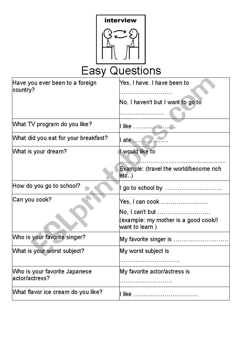 Interview worksheet