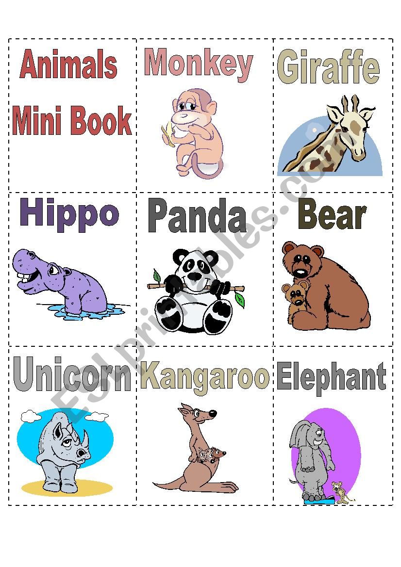 Mini Book Colored Animals part1