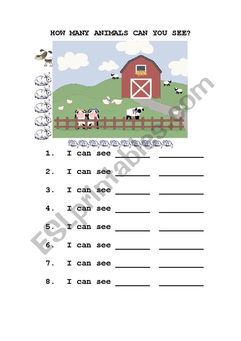 How Many Animals Can You See? worksheet