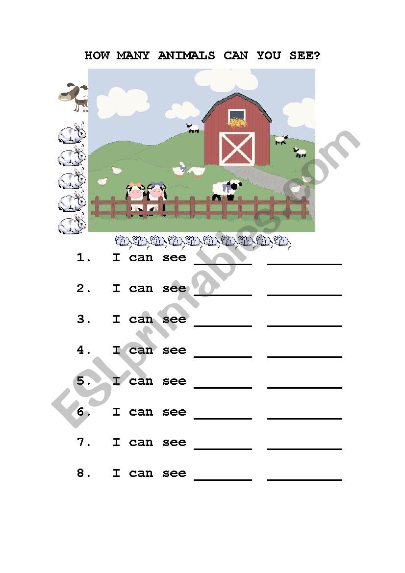 How Many Animals Can You See? - ESL worksheet by saraworth44