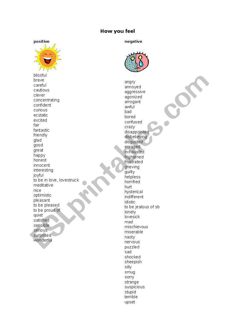 Emotions worksheet