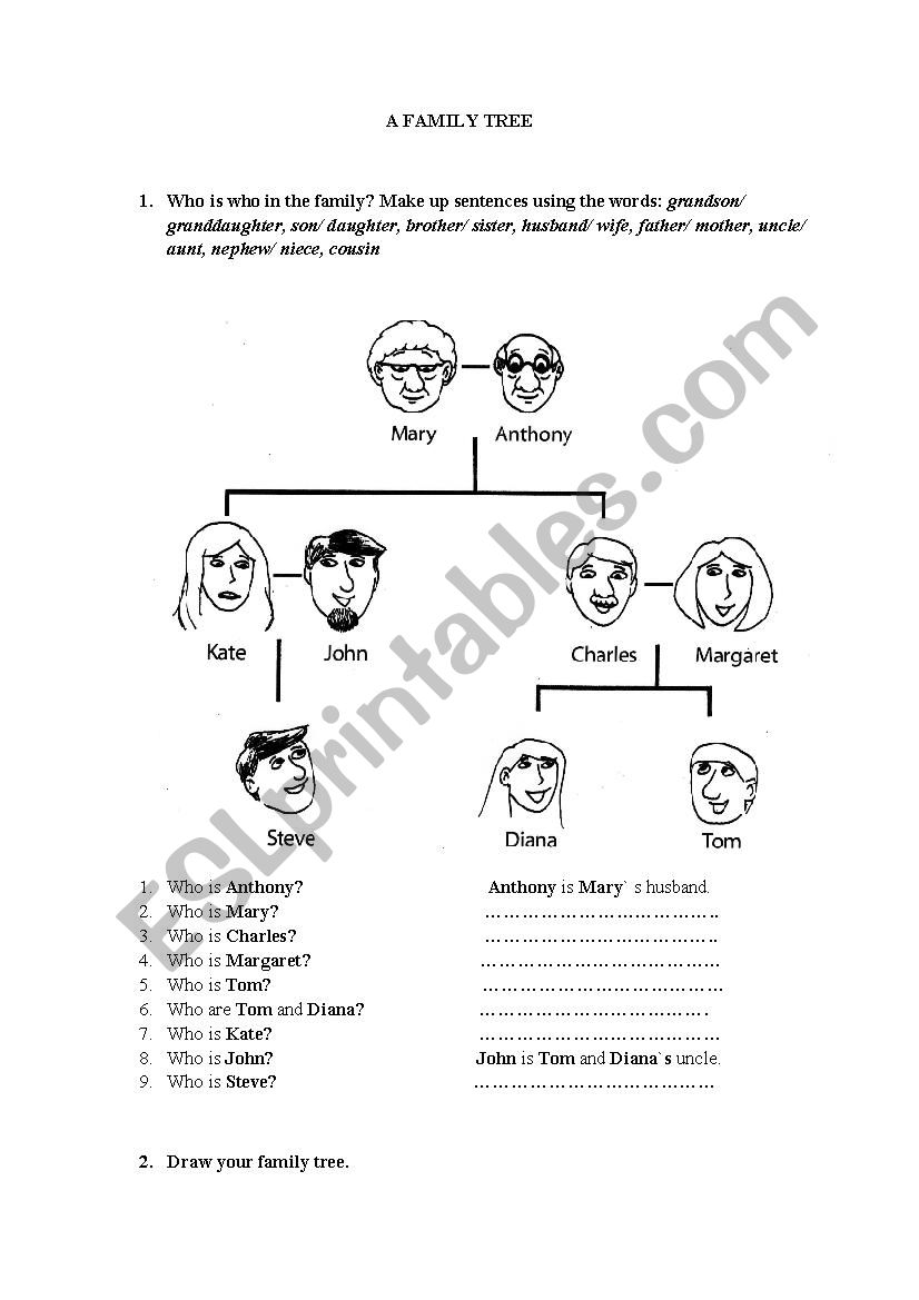 A Family Tree worksheet