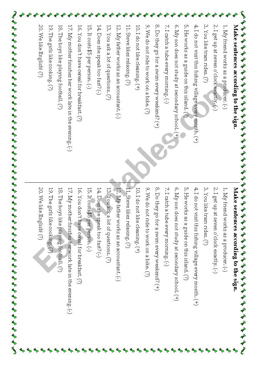 Present Simple worksheet