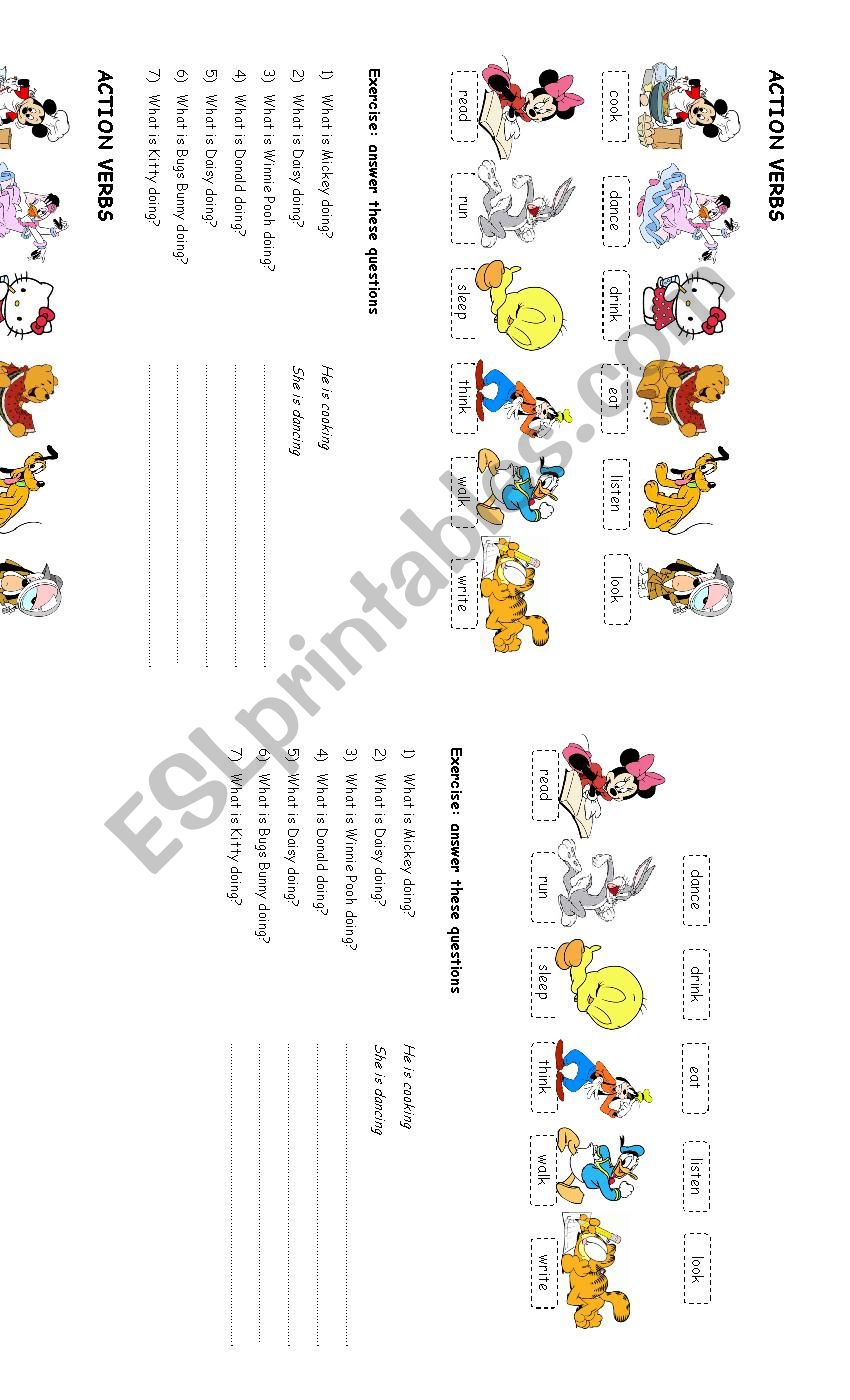 Action Verbs Cartoons worksheet