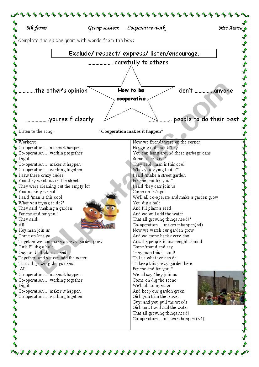 cooperation makes it happen worksheet