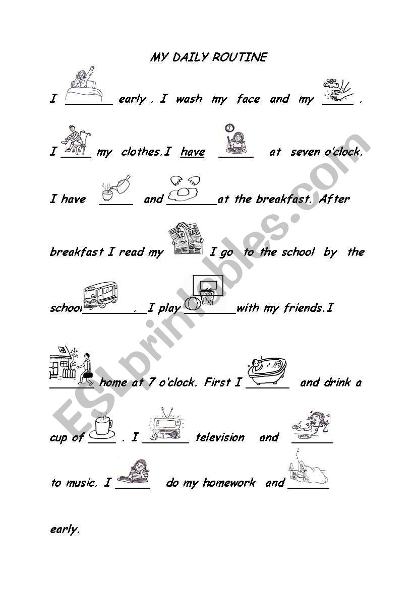 daily routine worksheet