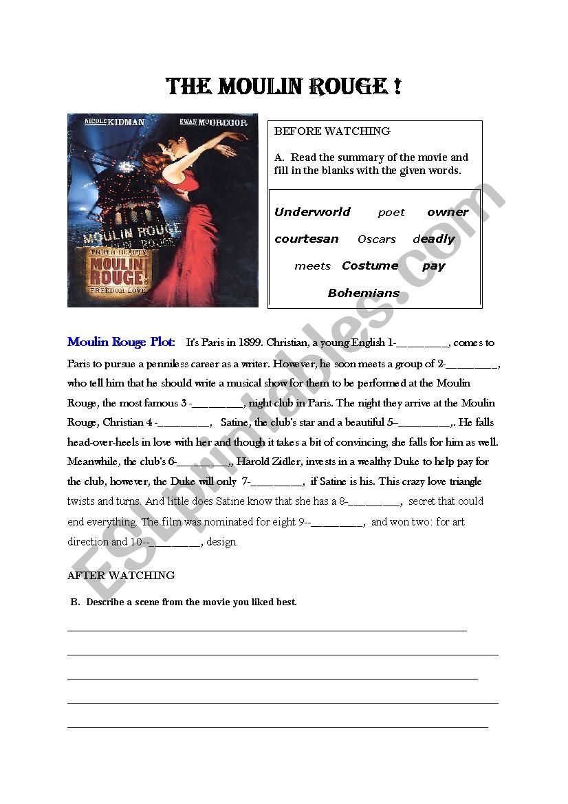 The MOULIN ROUGE ! worksheet