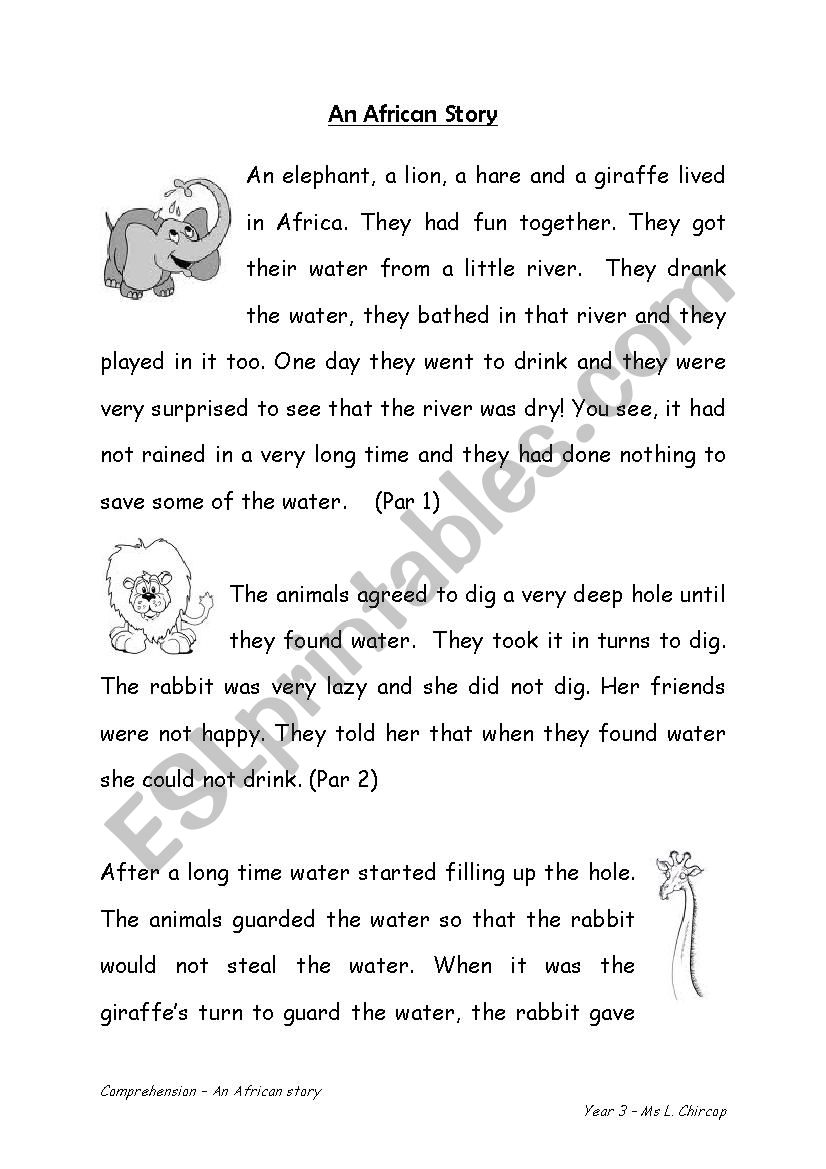 An African Story worksheet