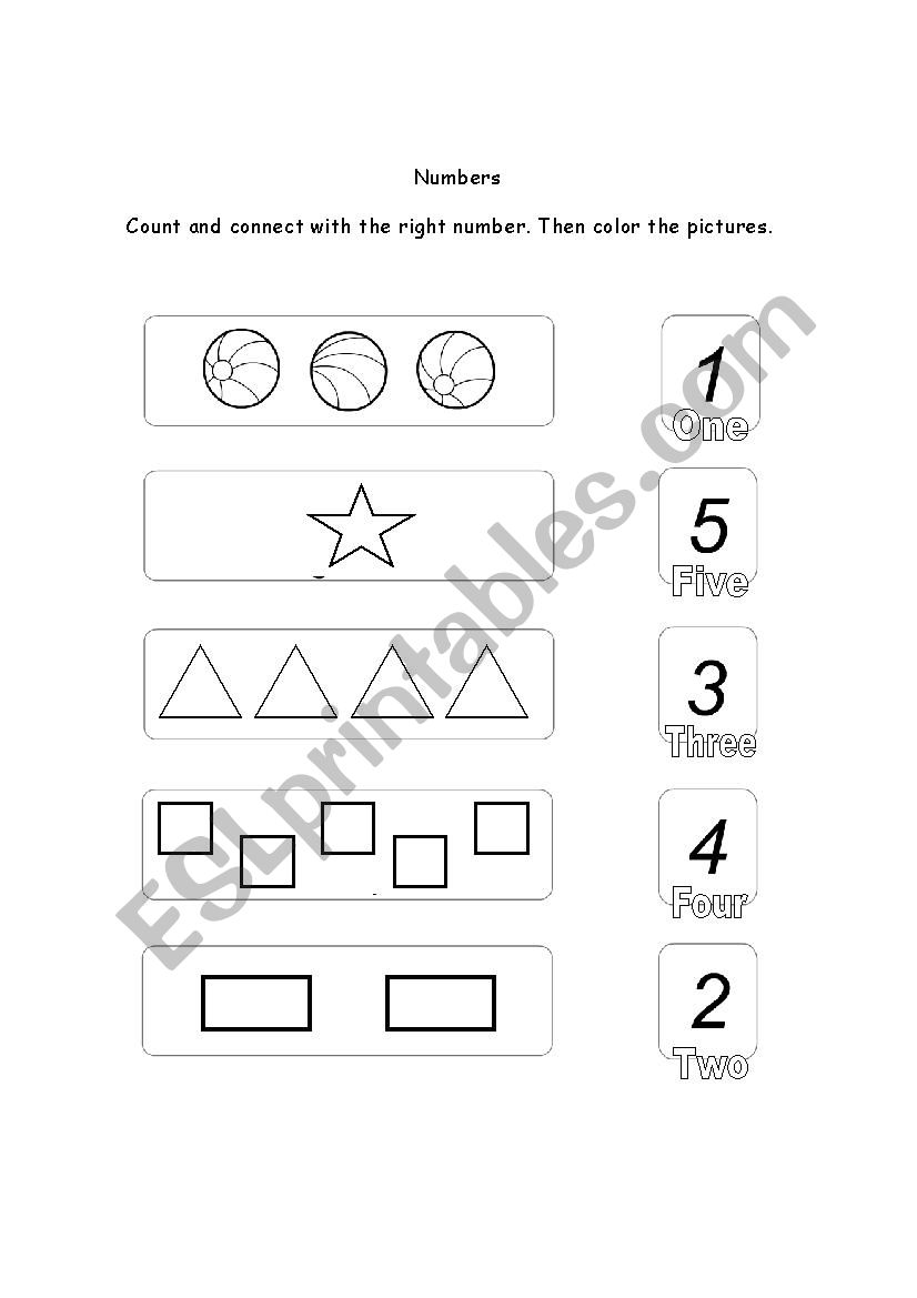 Numbers and Shapes worksheet