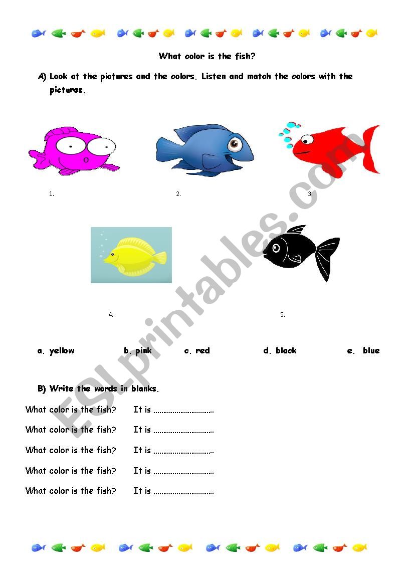 What color is the fish? worksheet