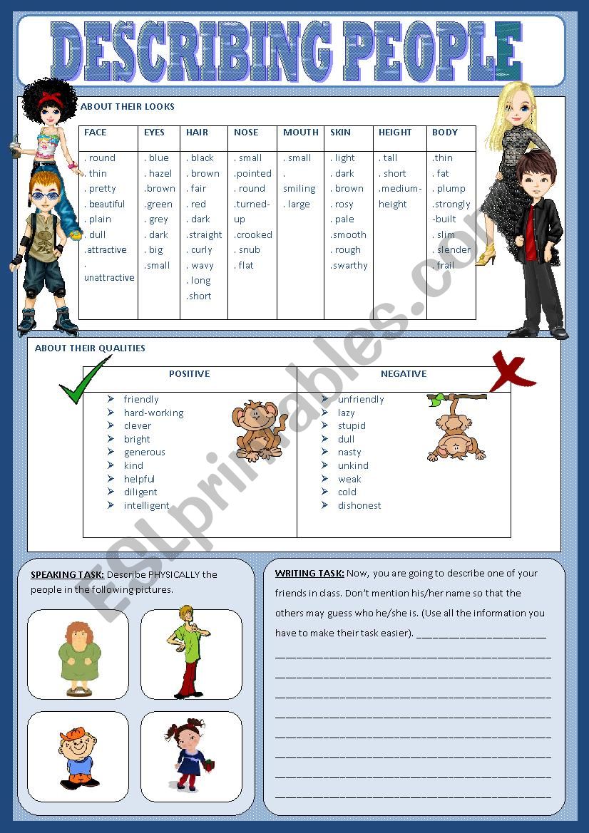 Describing people worksheet