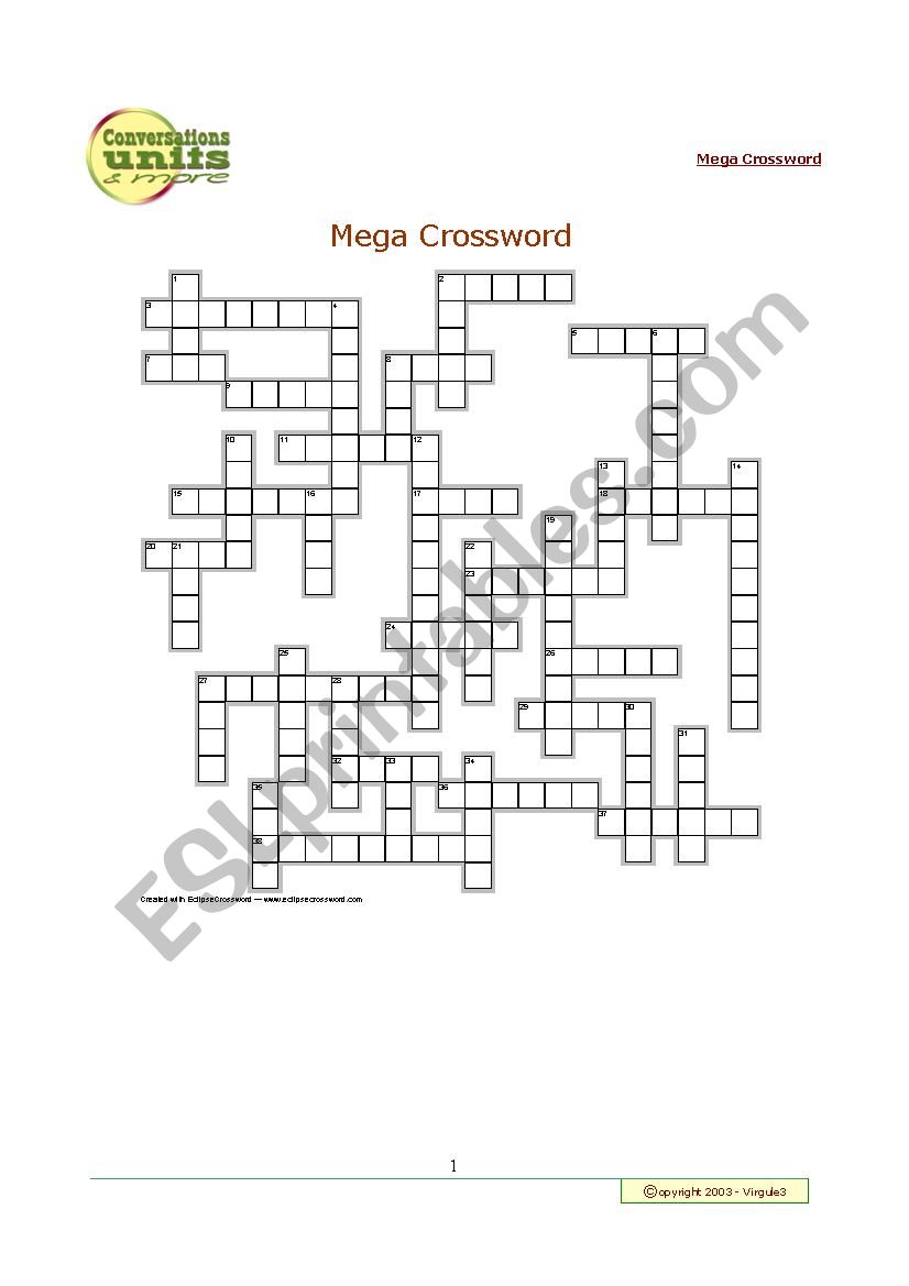 Mega Crossword worksheet