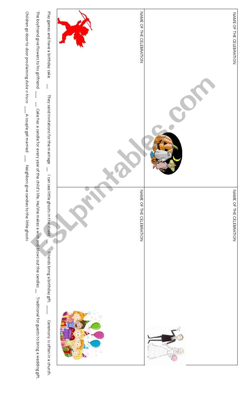 CELEBRATIONS worksheet