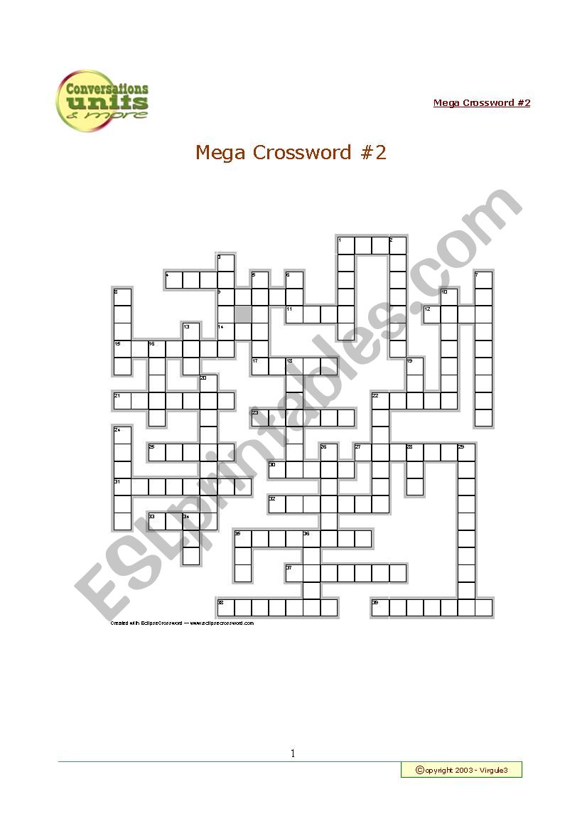 Mega Crossword #2 worksheet