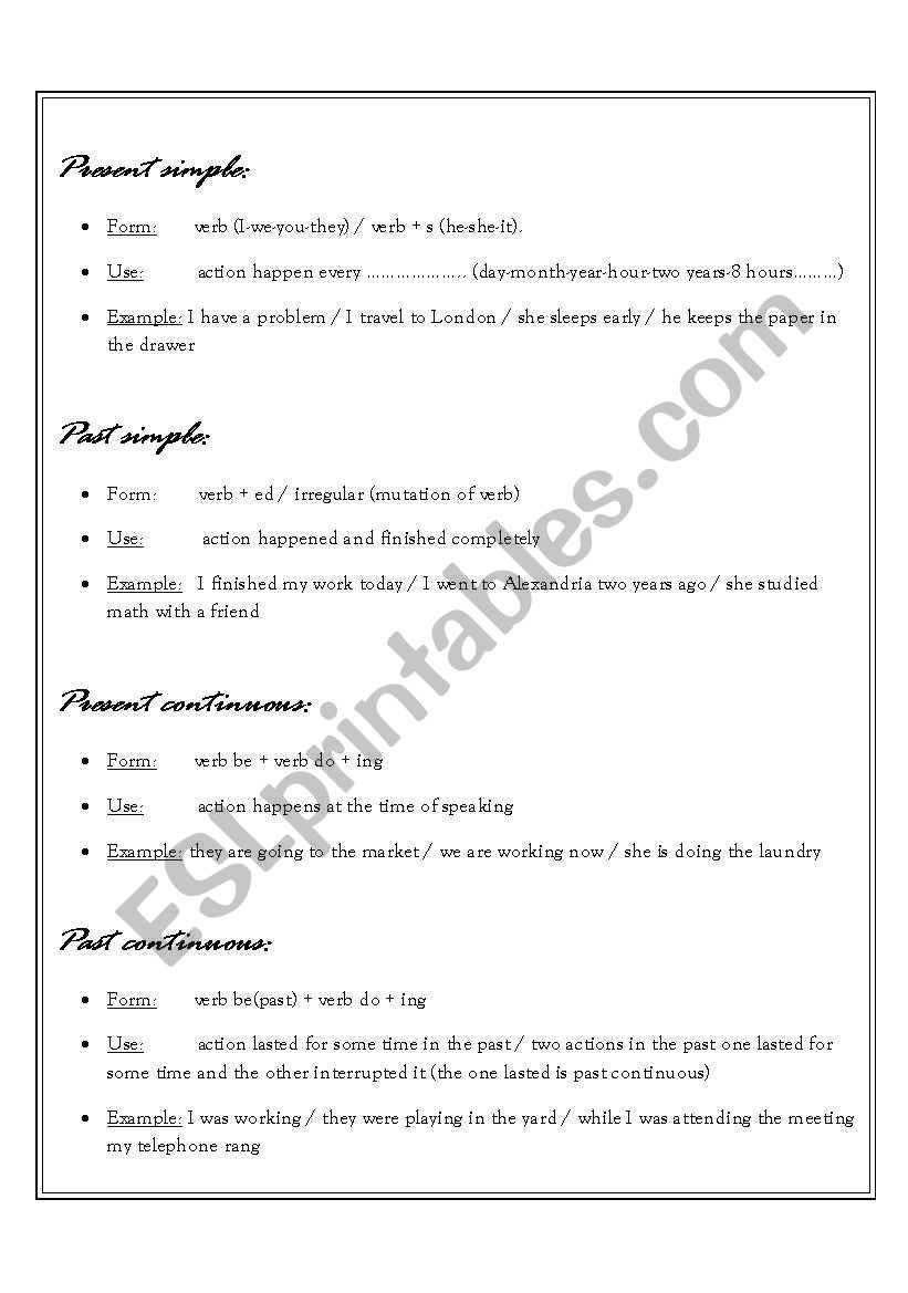 quick grammar review worksheet