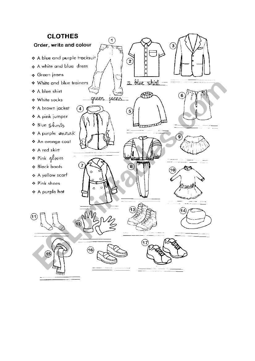 Clothes worksheet