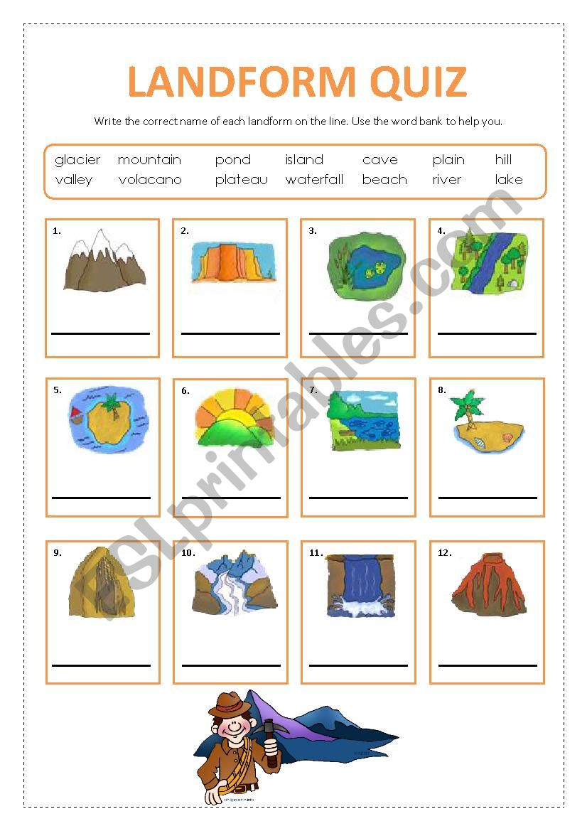 Landform Quiz worksheet