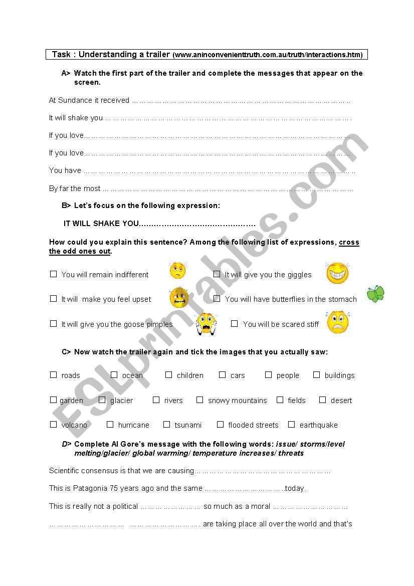 Natural disaster worksheet