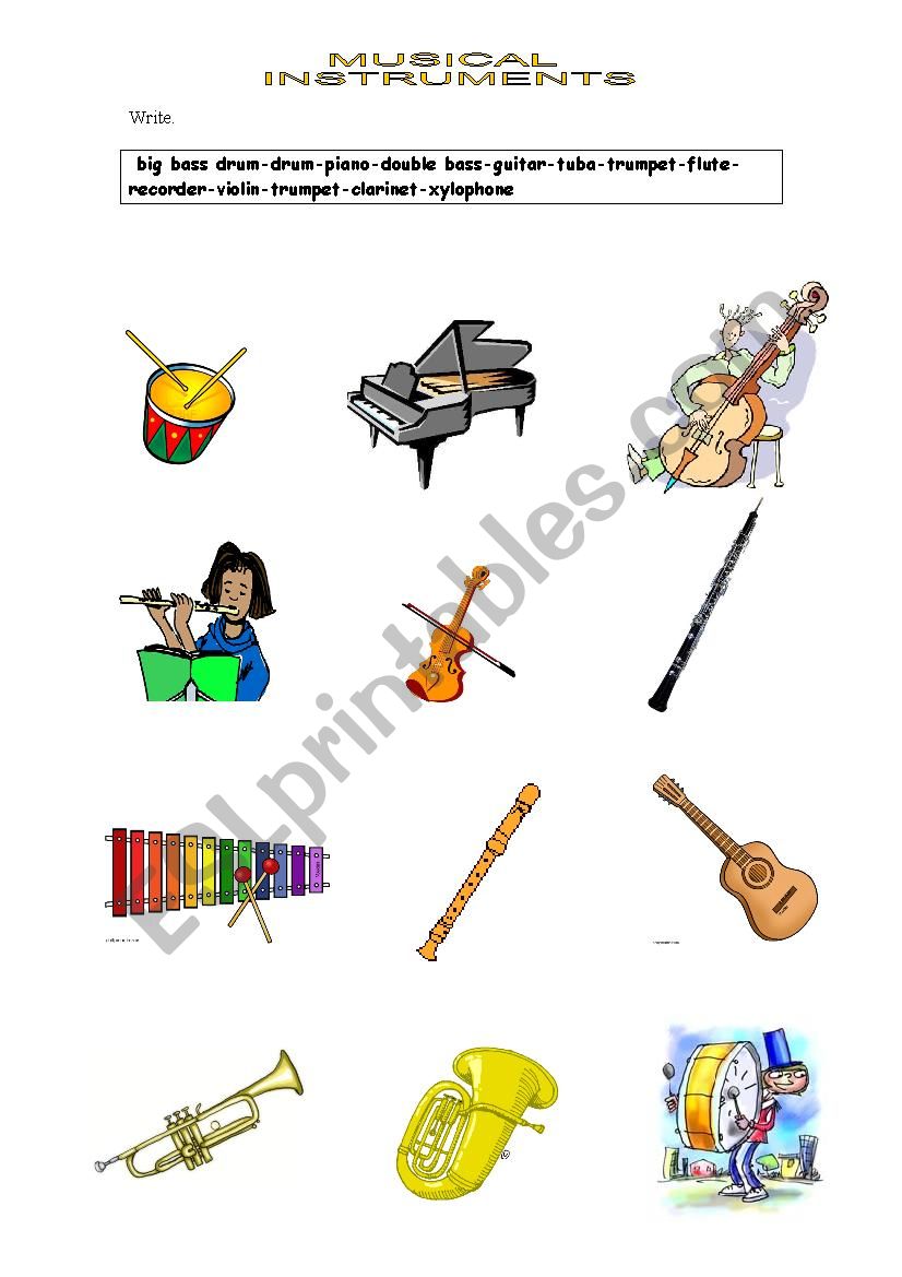musical instruments vocabulary