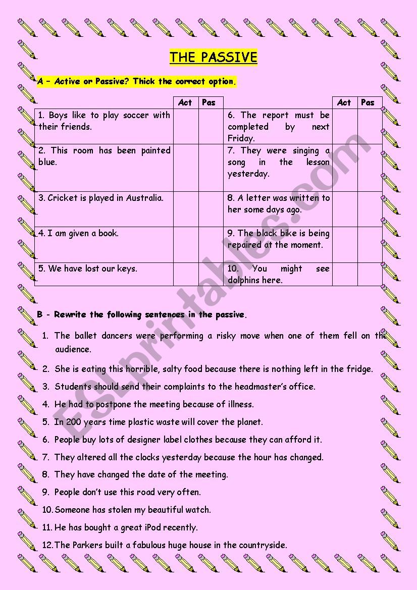 The Passive worksheet