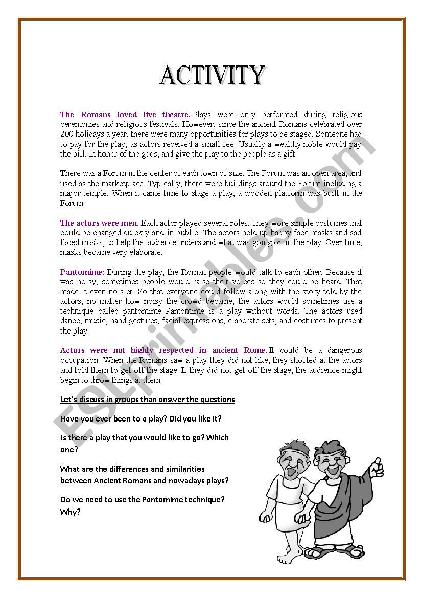 Roman Theater worksheet