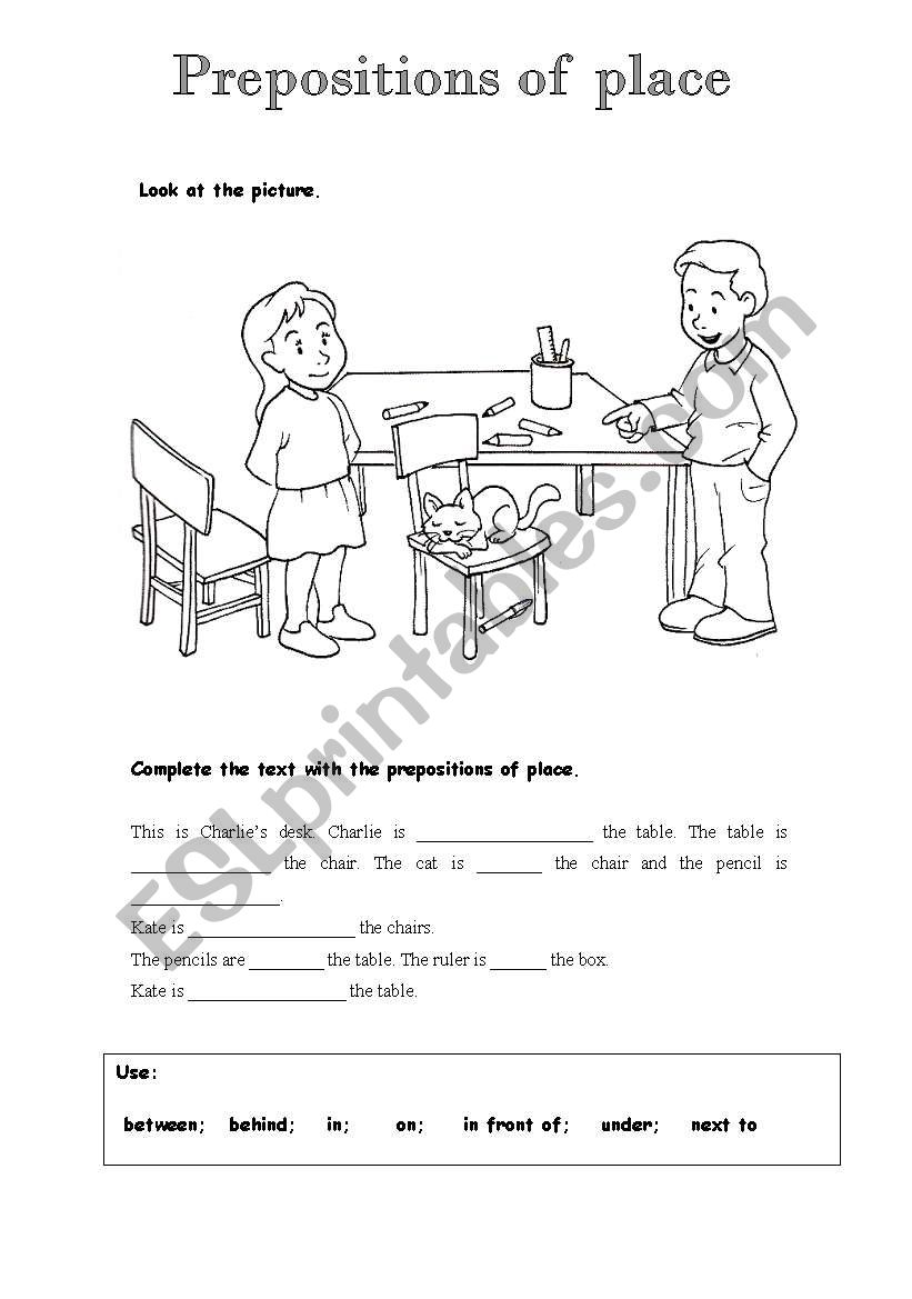 Prepositions of place worksheet