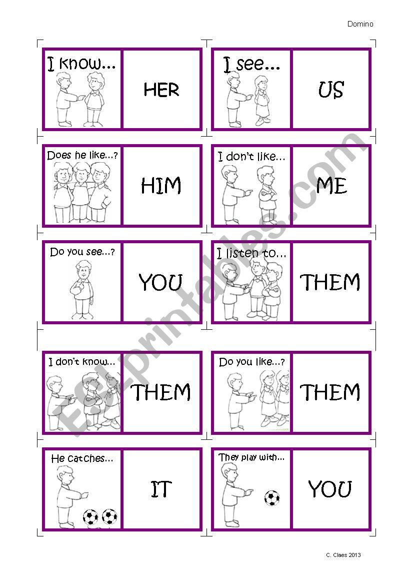 Object pronouns - Dominos  worksheet