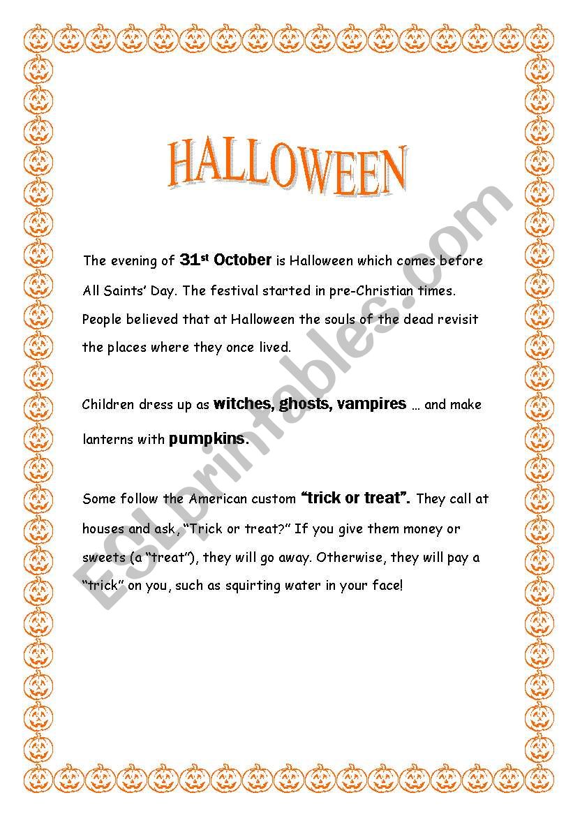 Halloween worksheet