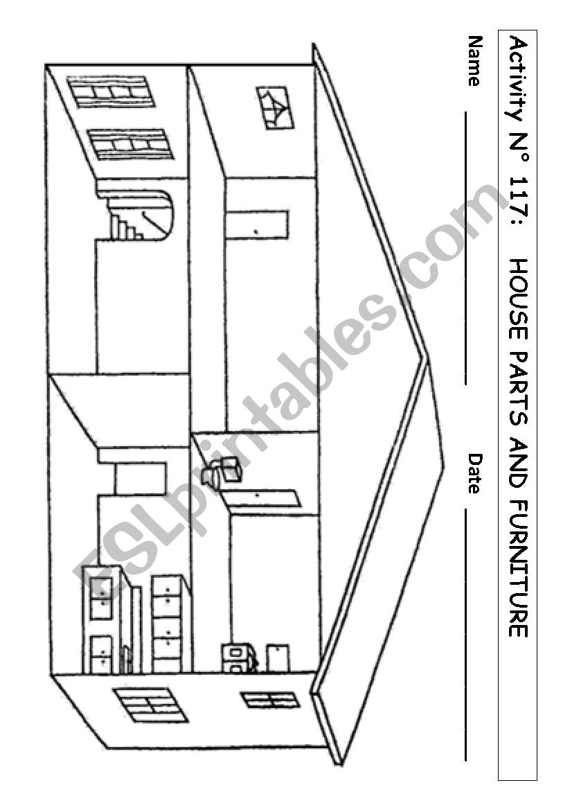 HOUSE PARTS AND FURNITURE worksheet