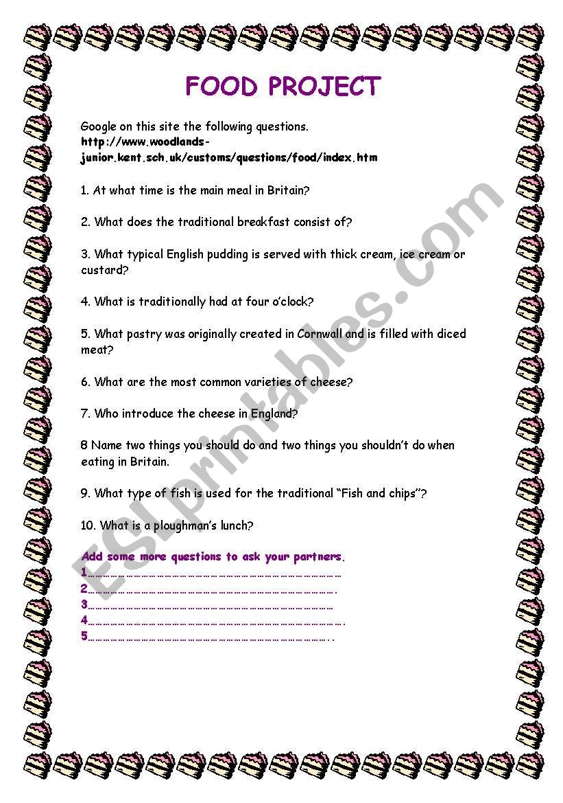 Food in Britain worksheet