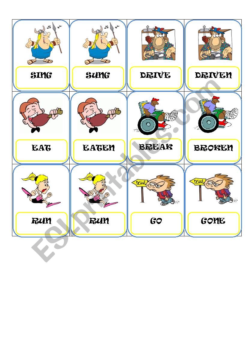 Verb Game 1 worksheet