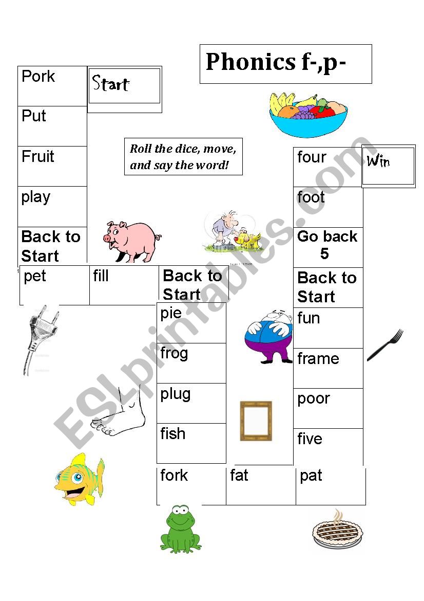 Phonics p-,f- worksheet