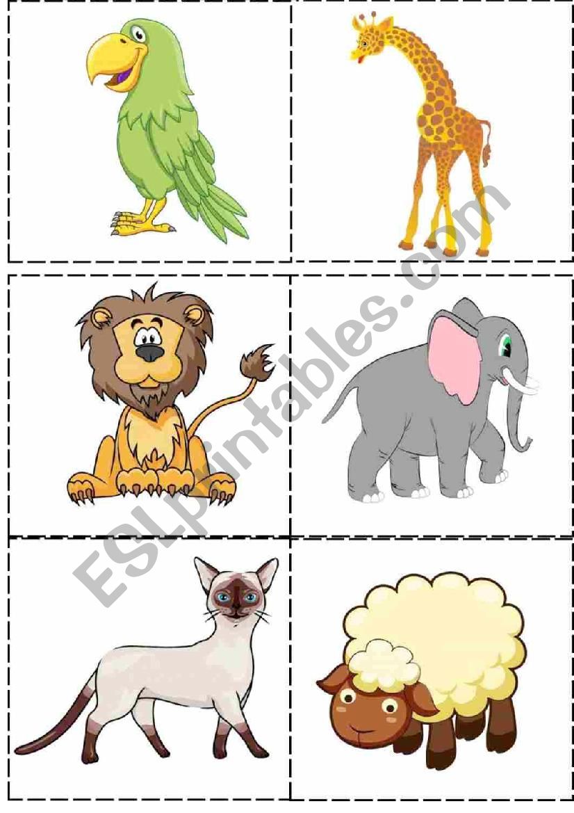 Memory Game (18 Animals) worksheet