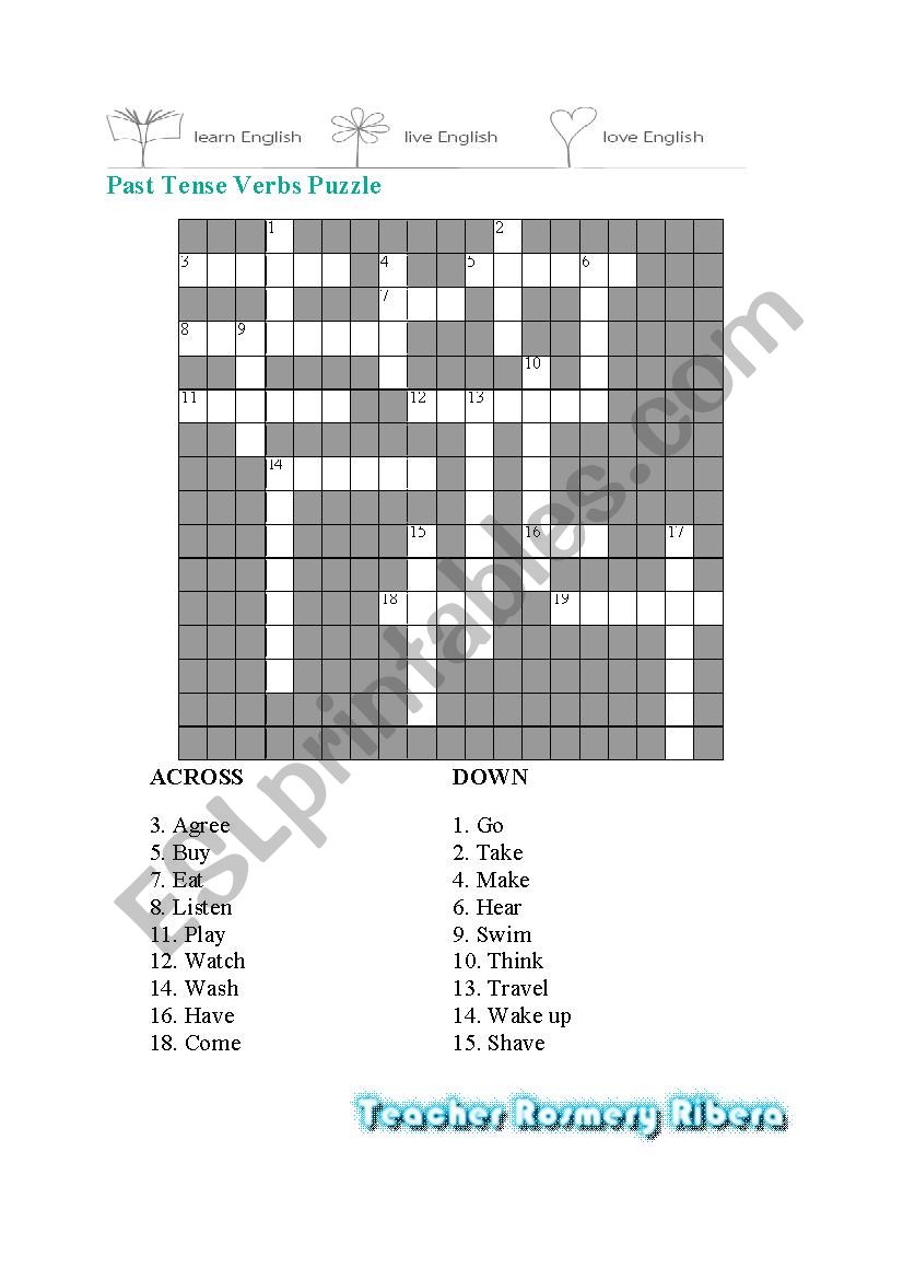 Past Tense Verbs Puzzle  worksheet