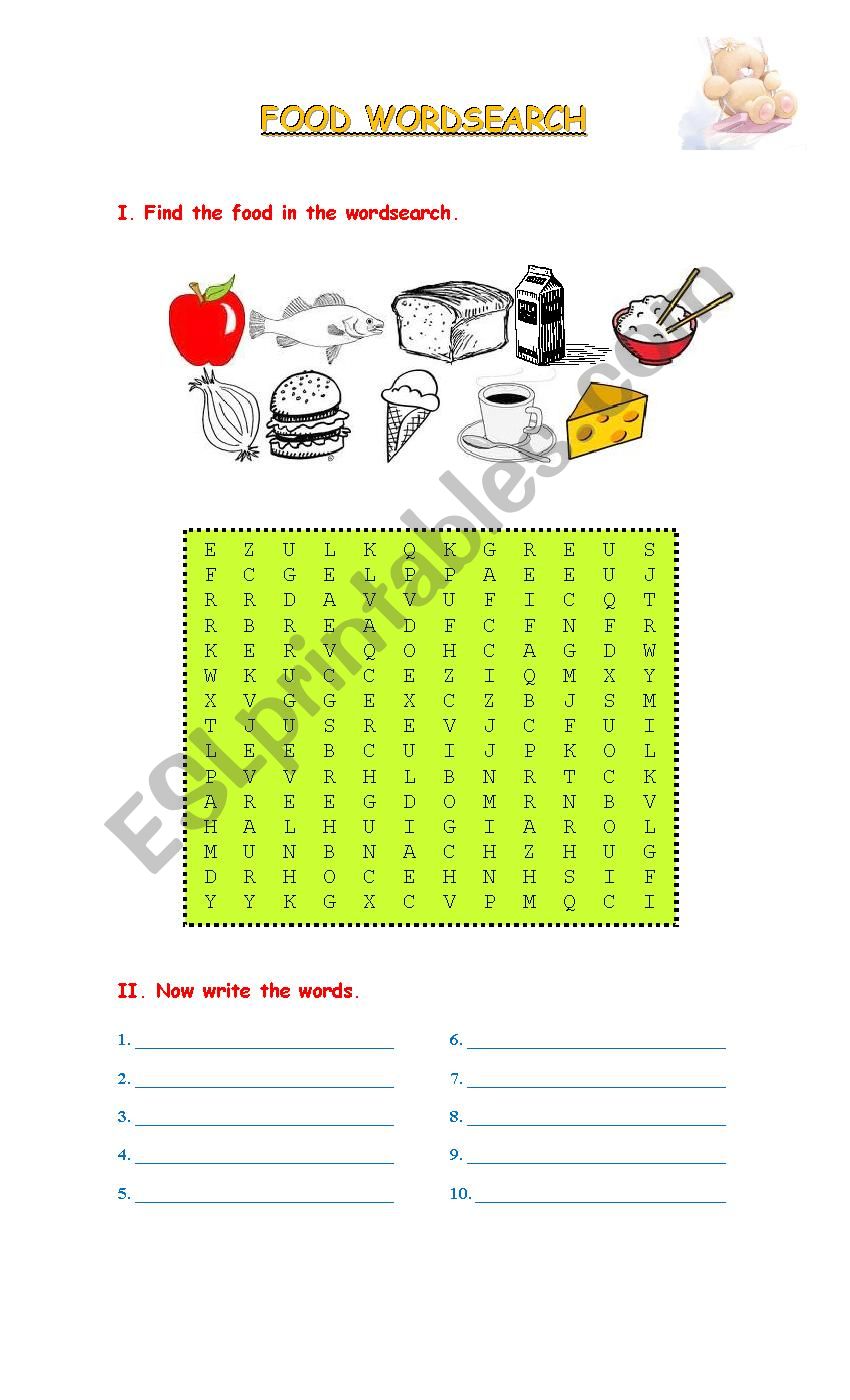 FOOD WORDSEARCH worksheet