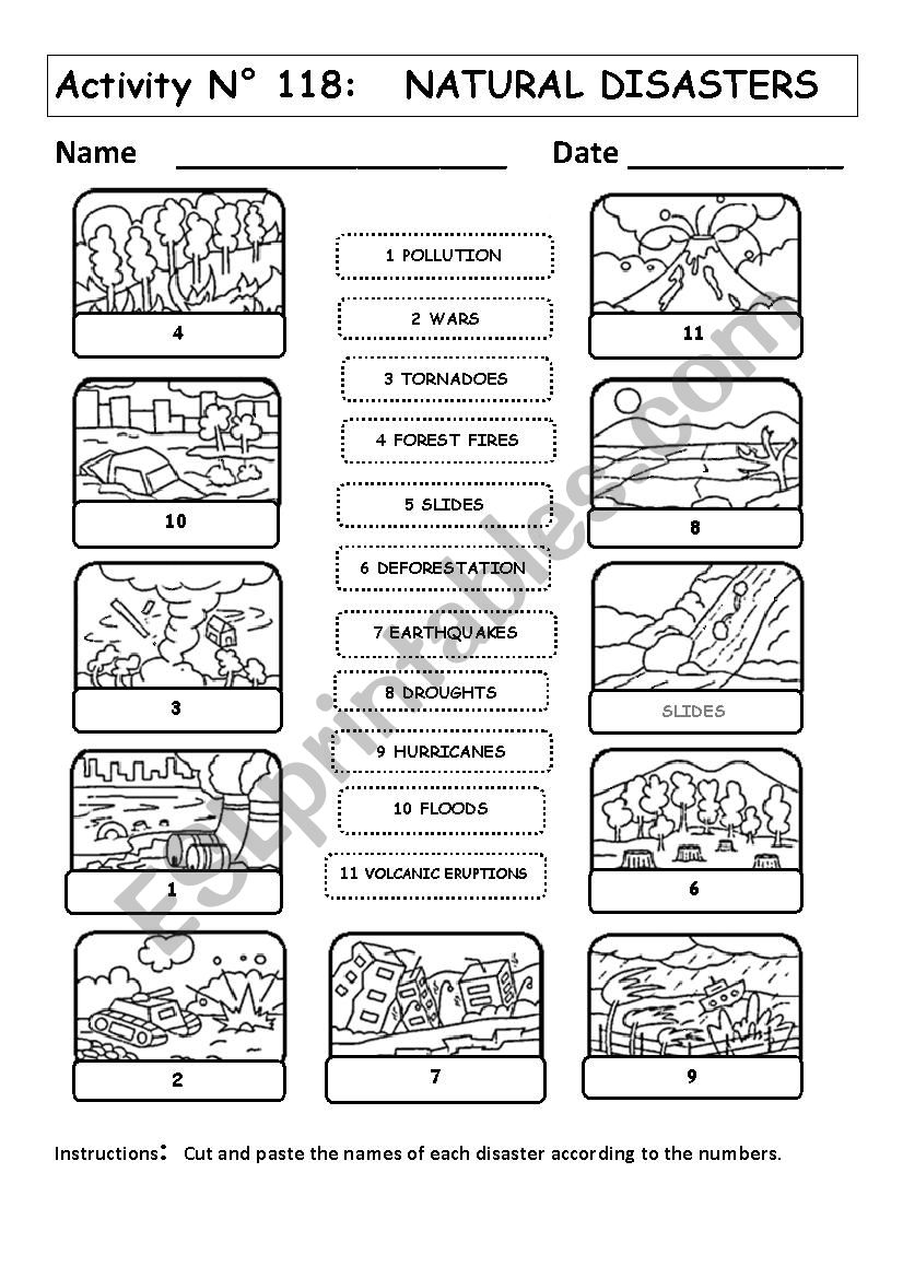 NATURAL DISASTERS worksheet