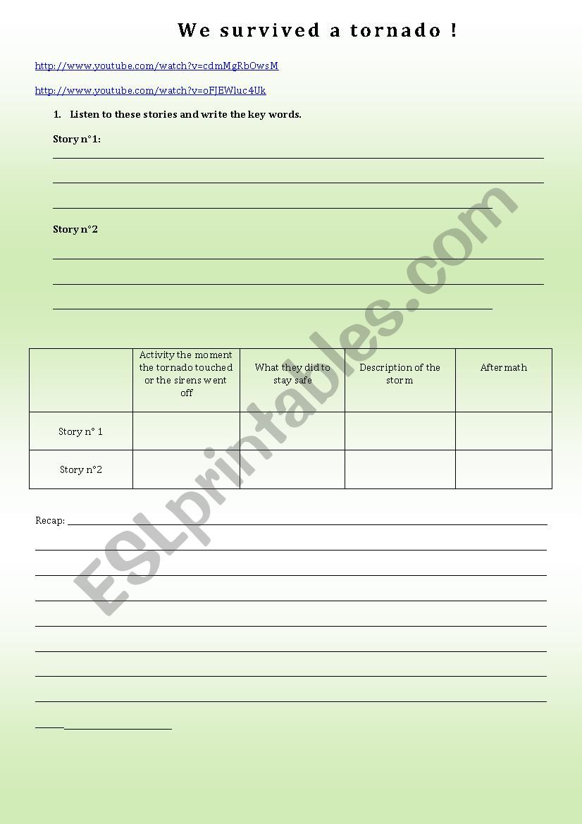 surviving a tornado worksheet