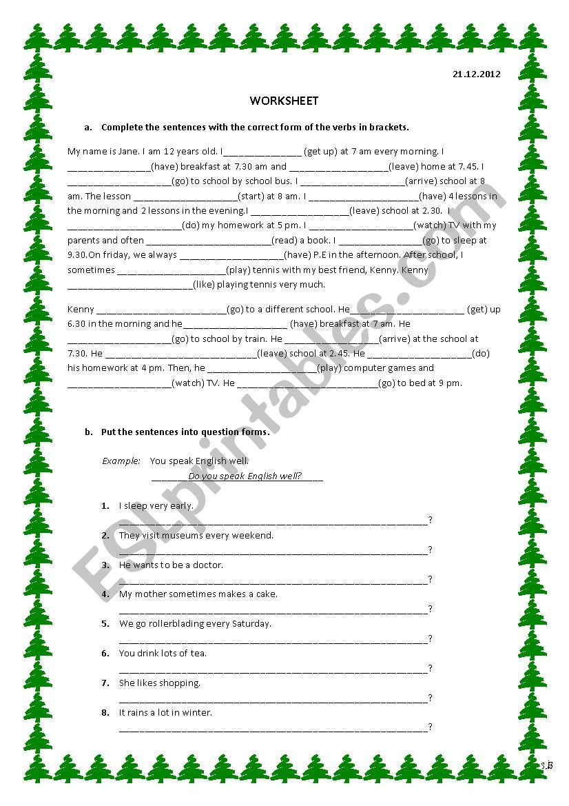 present simple worksheet