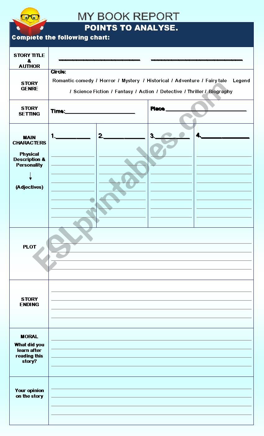 MY BOOK REPORT worksheet