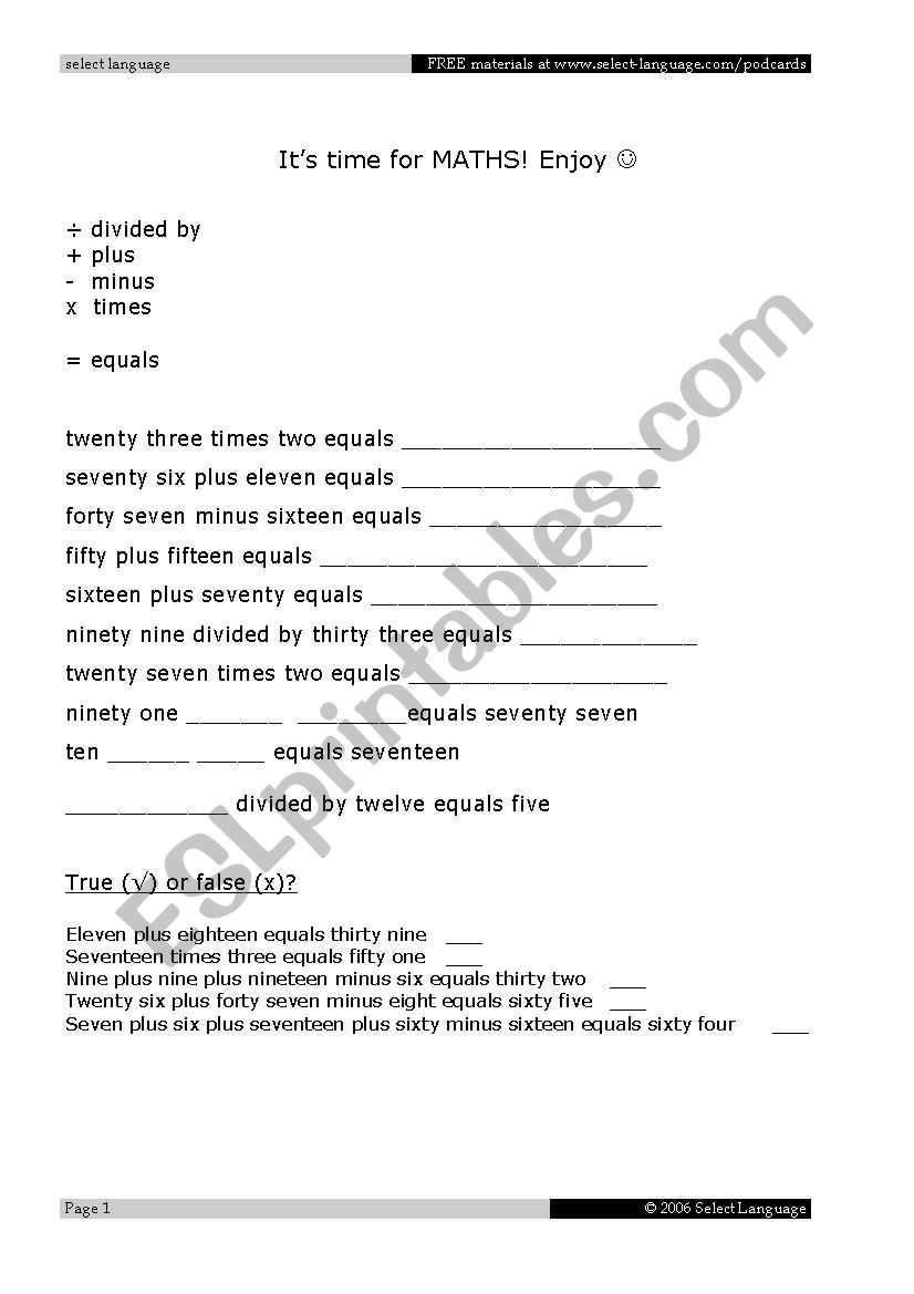 Recognising numbers worksheet