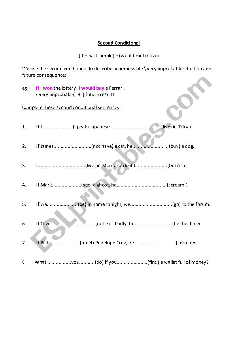 Second conditional worksheet