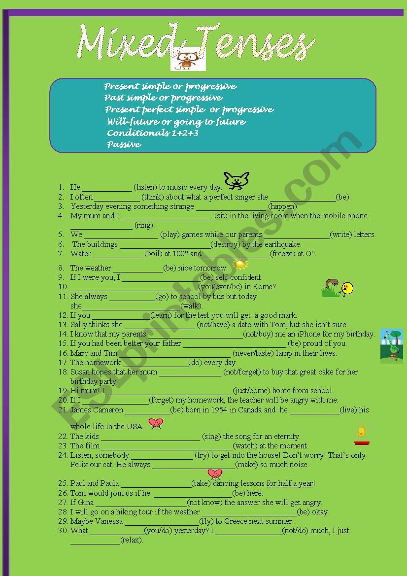 Mixed Tenses worksheet