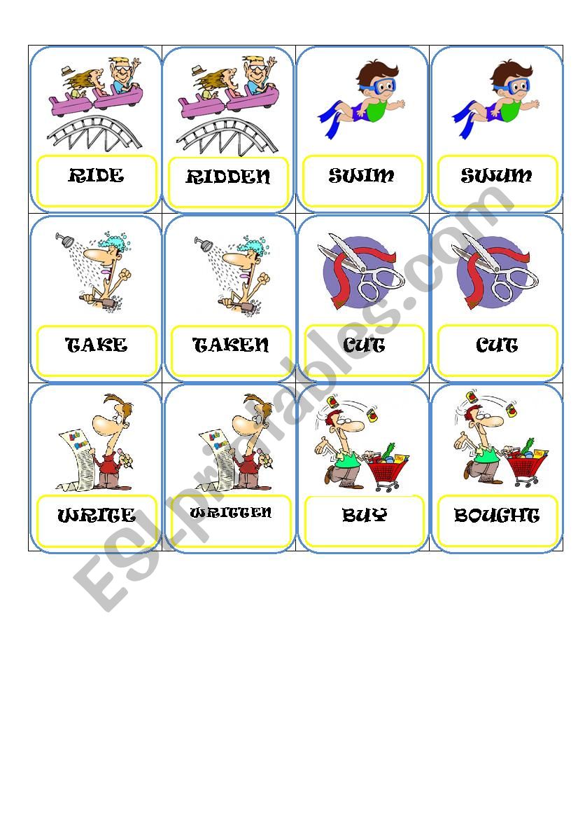 Verb Game PArt 3 worksheet