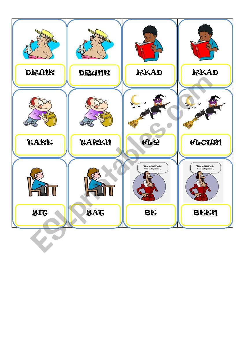 Verb Game Part 4 worksheet