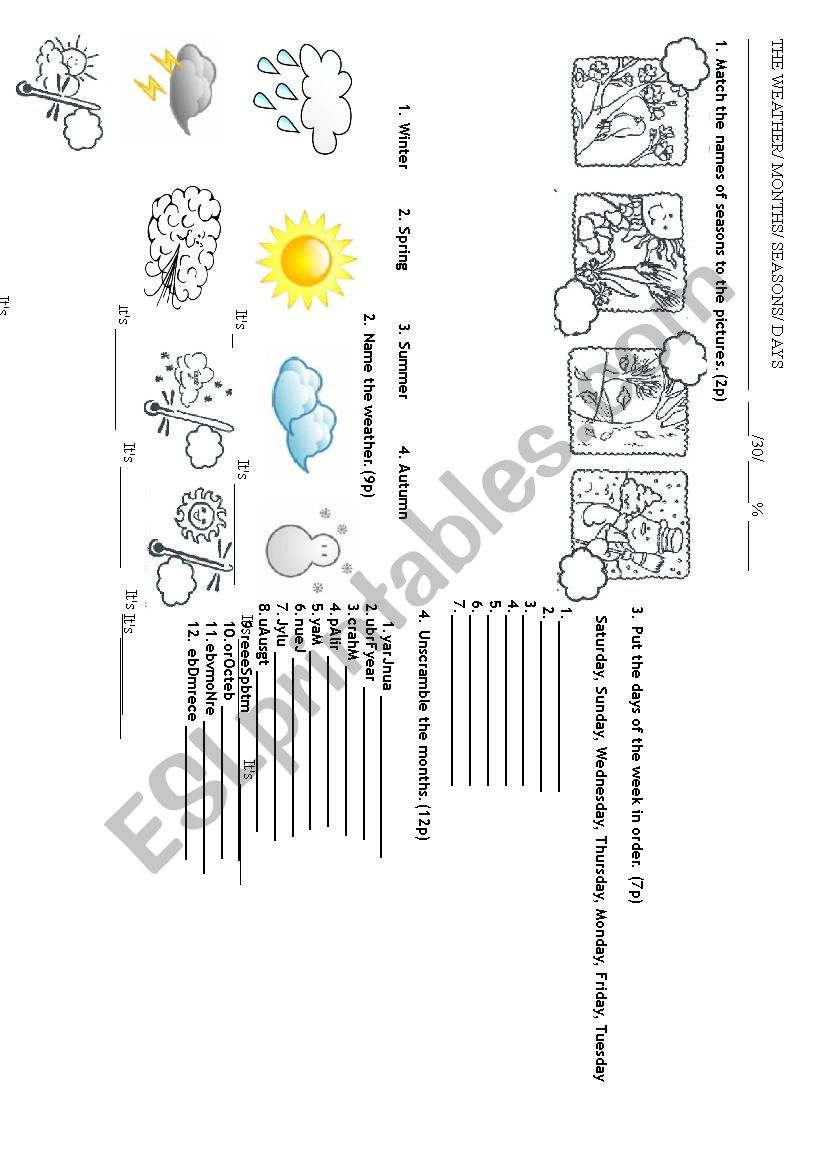 The weather - exercises for children